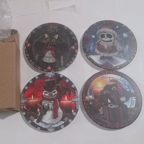 There Was A Fright Before Christmas 4 Piece Hot Toddy Egg Nog Drink Coaster Set - Picture 2 of 4